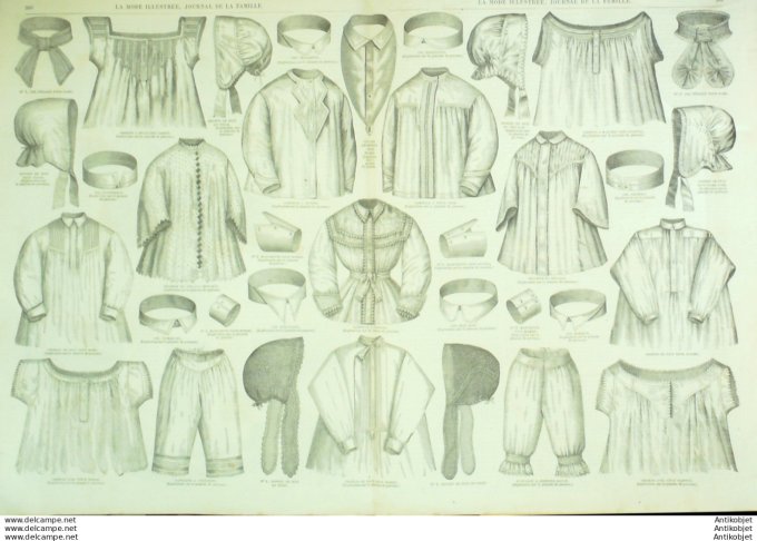 Gravure de mode La Mode illustrée (Passementerie bonneterie)