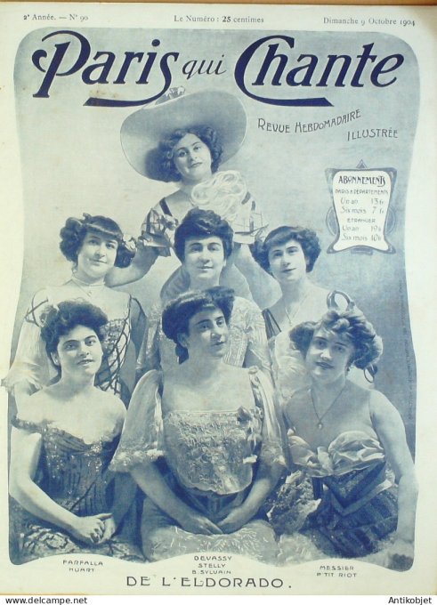 Paris qui chante 1904 #90 Stelly Dranem Lorée Polin MercadierMoullet Moreau