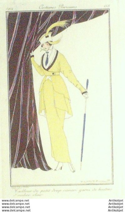 Lhuer Victor Pochoir Mode Art Deco n° 153-1914 Journal des Dames