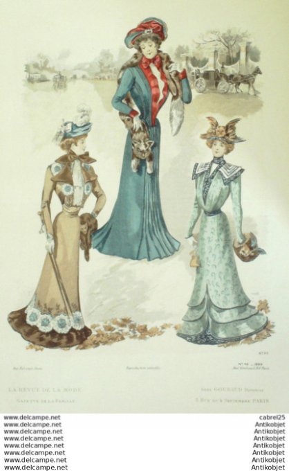 Gravure Mode La Gazette 1899 # 46 (Old Fashion plate)
