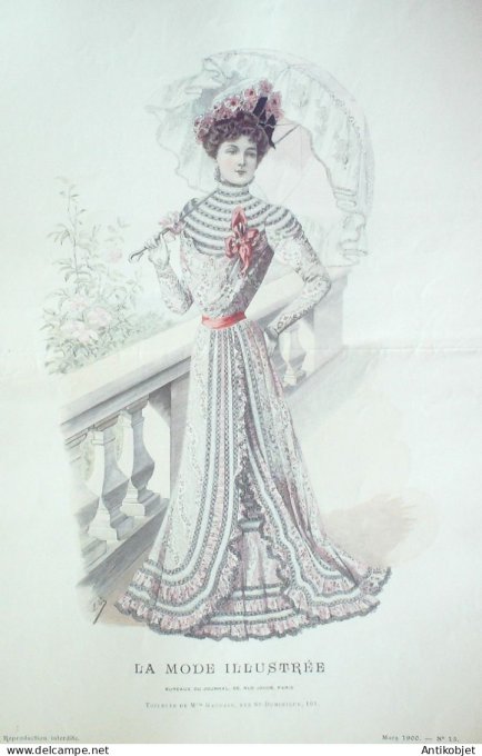 Gravure Mode illustree 1900 # 13 (Old Fashion plate) RARE