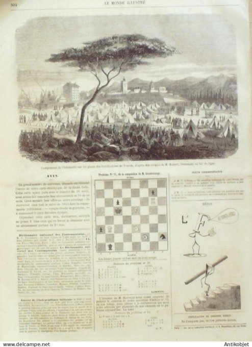 Le Monde illustré 1859 n°108 Italie Turin Toulon (83) Mont Cenis (74) Lyon (69)