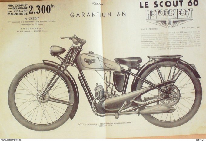 Moto Revue 1939 n° 851 Motobecane 100 Motoconfort Velomoteur Monet Goyon 100