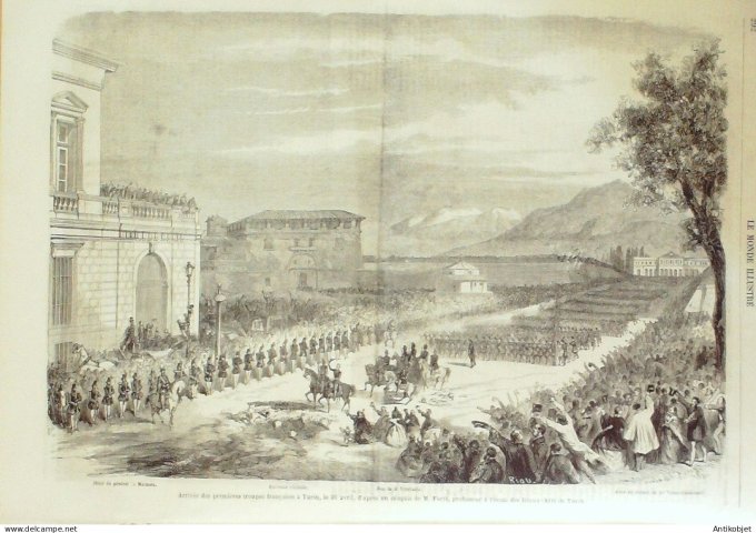 Le Monde illustré 1859 n°108 Italie Turin Toulon (83) Mont Cenis (74) Lyon (69)