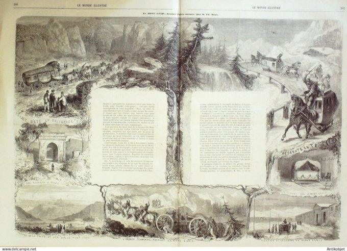 Le Monde illustré 1859 n°108 Italie Turin Toulon (83) Mont Cenis (74) Lyon (69)