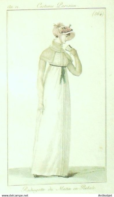 Costume Parisien 1804 an 12 # 564 (eau forte) Redingote du matin en Perkale