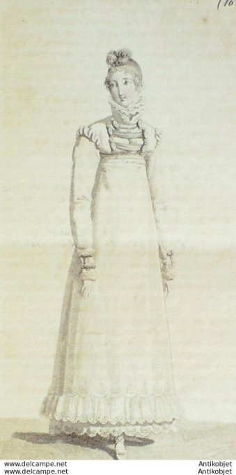 Gravure de mode Costume Parisien 1817 n°1625 Robe perkale