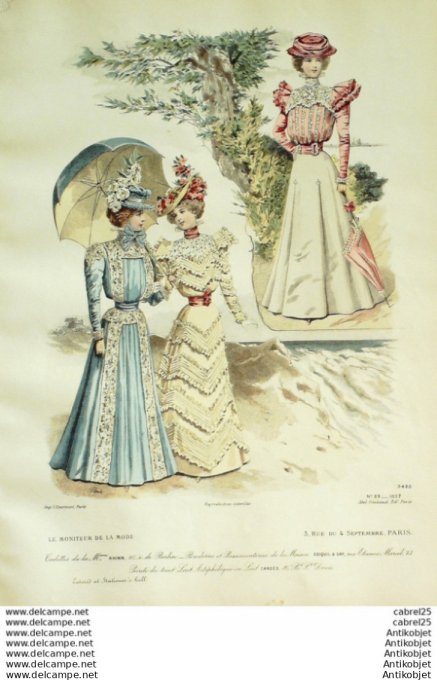 Gravure Mode Le Moniteur 1897 # 29 (Old Fashion plate)