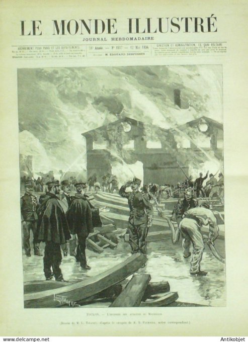 Le Monde illustré 1894 n°1937 Toulon (83) Belgique Anvers Bordeaux (33) échassiers
