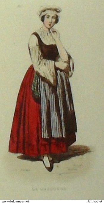 Nouvelle-Aquitaine Gascogne (40) Villageoise signé Dauzais XIXème