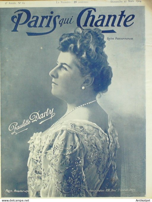 Paris qui chante 1904 n° 62 Darty Lassailly Dickson Blanche Richard Les  Gringalets