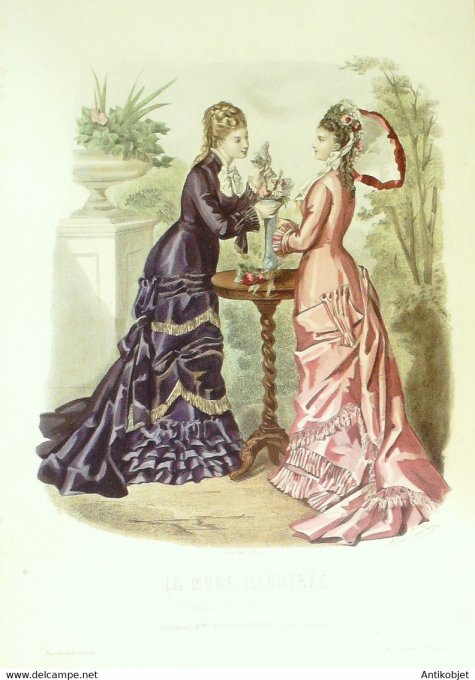 Gravure de mode La Mode illustrée 1877 n°14 (Maison Maury-Leriche)