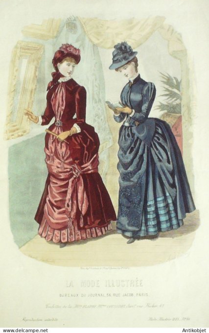 Gravure Mode illustree 1883 # 46 (Old Fashion plate)