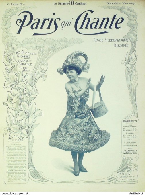 Paris qui chante 1903 n°  9 Rabuteau Alma Séverin Derminy Jacquet Galipaux