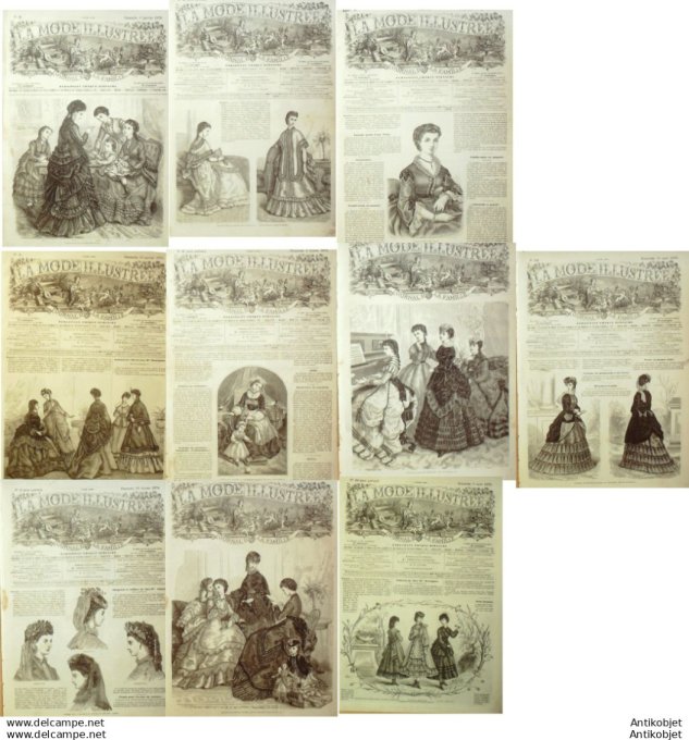 Mode illustree 1870 Lot de 10 journaux