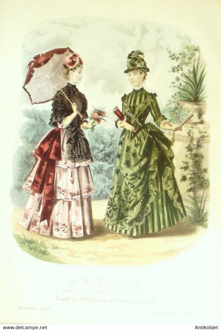 Gravure de mode La Mode illustrée 1885 n°36 (Maison Delaunay)