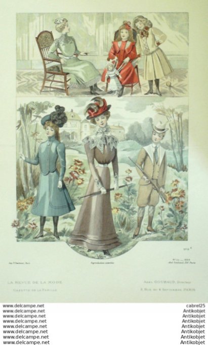 Gravure Mode La Gazette 1899 # 39 (Old Fashion plate)