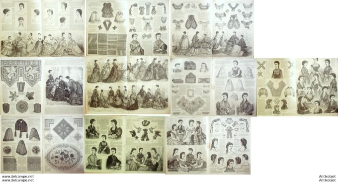 Mode illustree 1870 Lot de 10 journaux