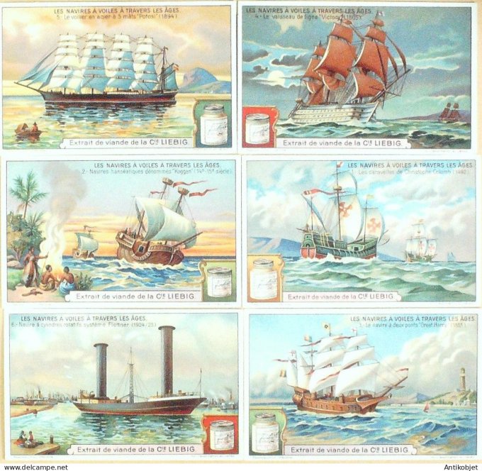 Chromo Liebig Sang 1202 Navires a voiles a travers les ages (1928)