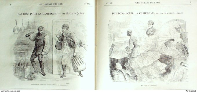 Petit journal pour Rire 1858 # 182 Partons pour ;la campagne Marcelin