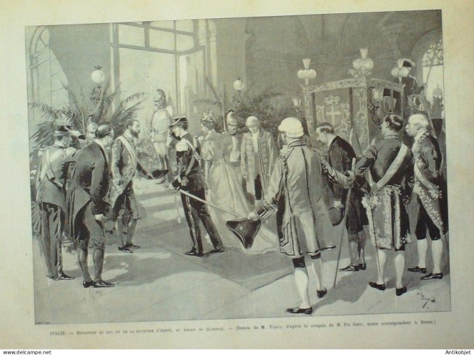 Le Monde illustré 1895 n°1999 Mont St-Bernard (74) Italie Aoste palais du Quirinal