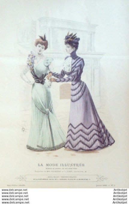 Gravure Mode illustree 1899 #  3 (Old Fashion plate) rare