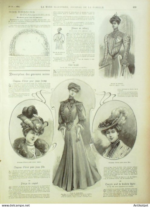 La Mode illustrée journal 1905 n° 38 Robe en tresse