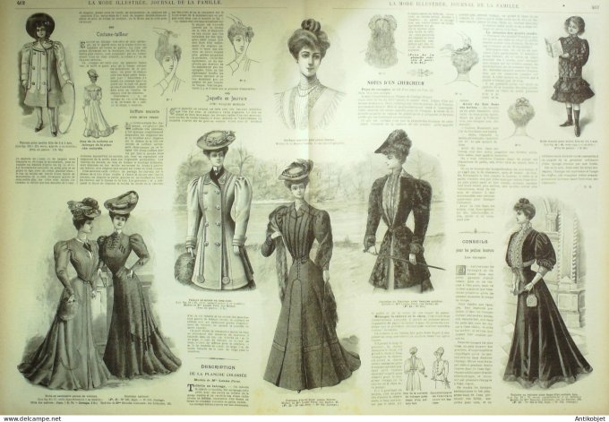 La Mode illustrée journal 1905 n° 38 Robe en tresse