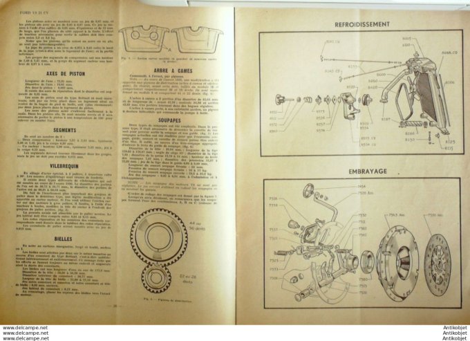 R.T Automobile Ford V8 21cv Pistons BHR 1948