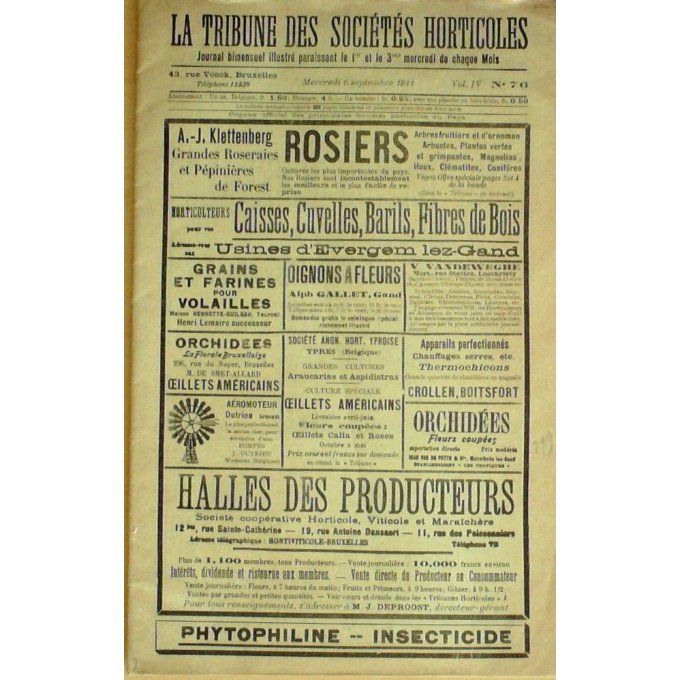 Catalogue REVUE agricole BRUXELLES 1911
