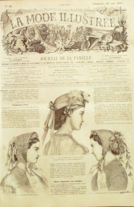 Journal Mode illustrée 1865 # 21 Chapeaux d'été
