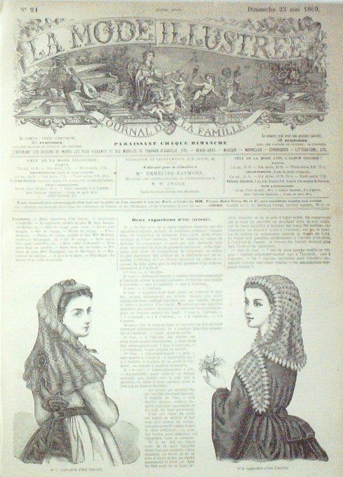 Journal Mode illustrée 1869 # 21 Capuchon d'été