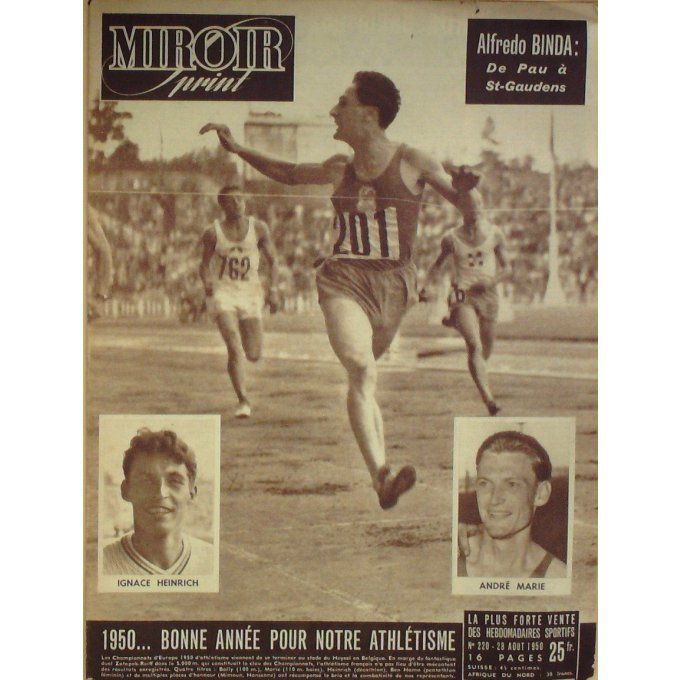 Miroir Sprint 1950 n° 220 28/8 HOLDEN ZATOPEK REIFF MOREAU FURUHASHI PELISSARD COUP