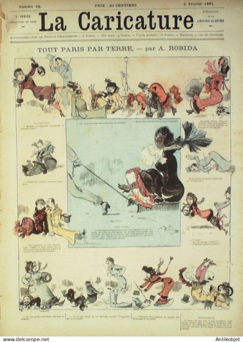 La Caricature 1881 #  58 Paris par terre Robida Victorien Sardou Draner Trock
