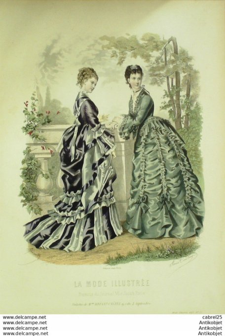 Gravure de mode La Mode illustrée 1873 n°29 (Maison Bréant-Castel)