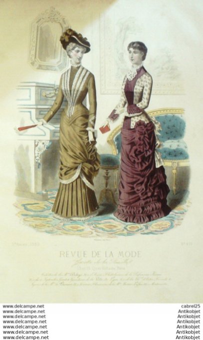 Gravure Mode La Gazette 1880 # 455 (Old Fashion plate)