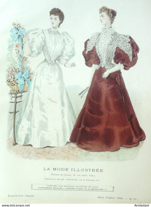 Gravure Mode illustree 1896 # 10 (Old Fashion plate) RARE