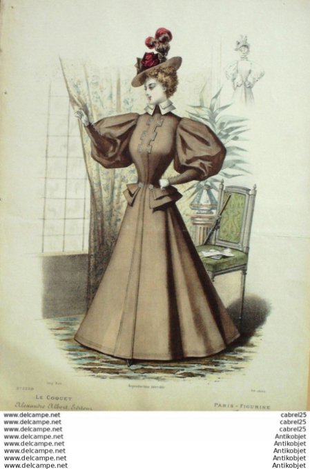 Gravure Mode Le Coquet 1895 # 39 (Old Fashion plate)