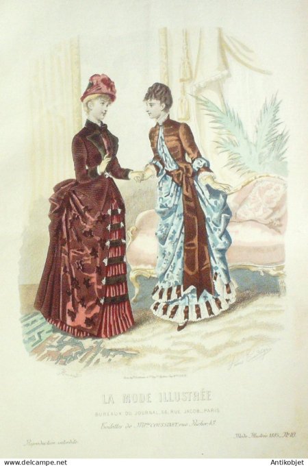 Gravure Mode illustree 1885 # 10 (Old Fashion plate)