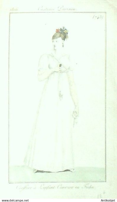 Costume Parisien 1806 # 743 (eau forte) Canezou en fichu