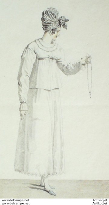 Costume Parisien 1813 # 1305 Madras drapé à la chinoise