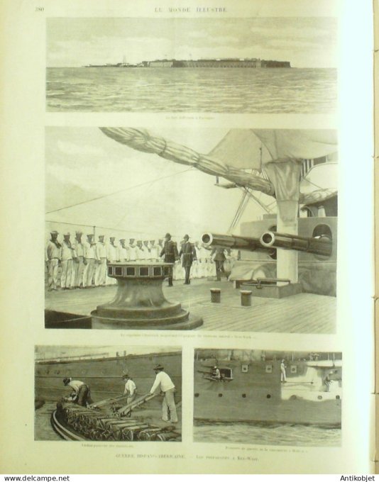 Le Monde illustré 1898 n°2146 Floride Key-West fort Taylor Madrid slie Weeckly