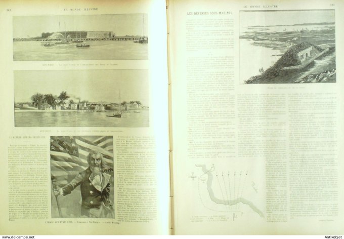 Le Monde illustré 1898 n°2146 Floride Key-West fort Taylor Madrid slie Weeckly