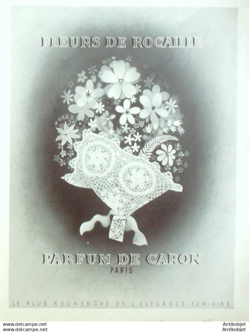 Publicite Cosmetique Caron Fleurs de Rocaille 1933
