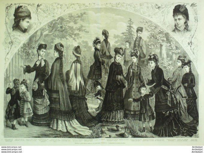 Gravure de mode La Mode illustrée (Maison Fladry) Paletots hiver