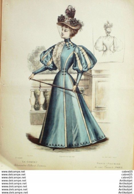 Gravure Mode Le Coquet 1895 # 35 (Old Fashion plate)