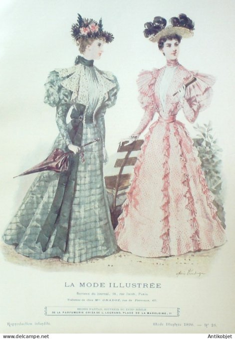 Gravure Mode illustree 1896 # 25 (Old Fashion plate) RARE