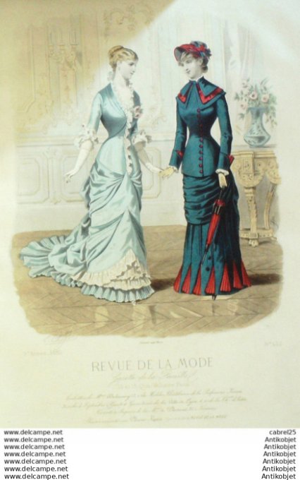 Gravure Mode La Gazette 1880 # 452 (Old Fashion plate)