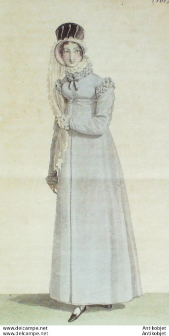 Gravure de mode Costume Parisien 1817 n°1617 Douillette de soie