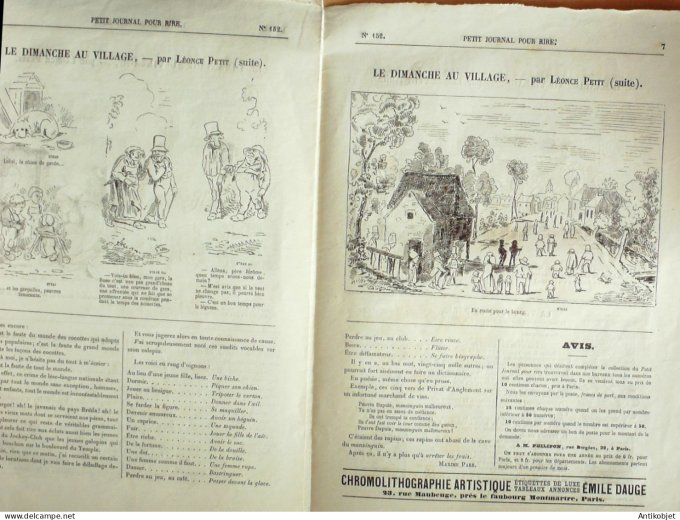 Petit journal pour Rire 1868 #  152 Le Dimanche au village Leonce Petit